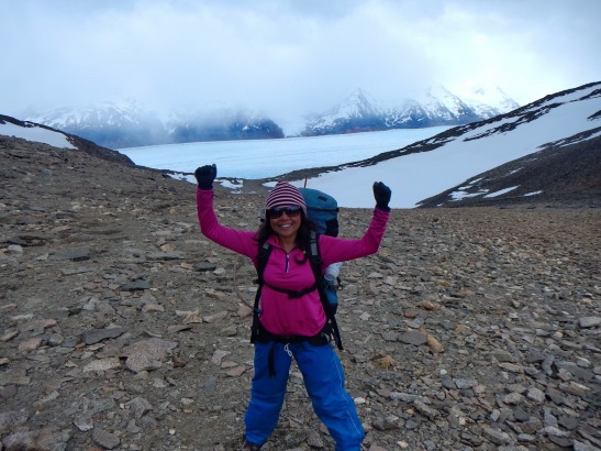 Rodora celebrating reaching the top of the pass