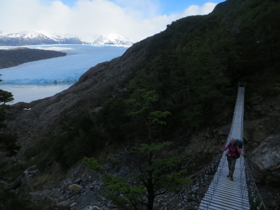 Rodora crossing a bridge next to the Glacier