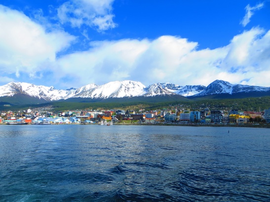 View of Ushuaia on the water from the boat