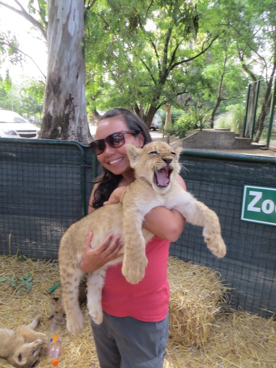 Rodora with a 3 month old Lion cub